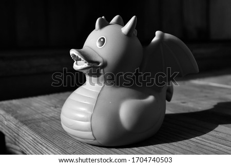 rubber duck black and white photography