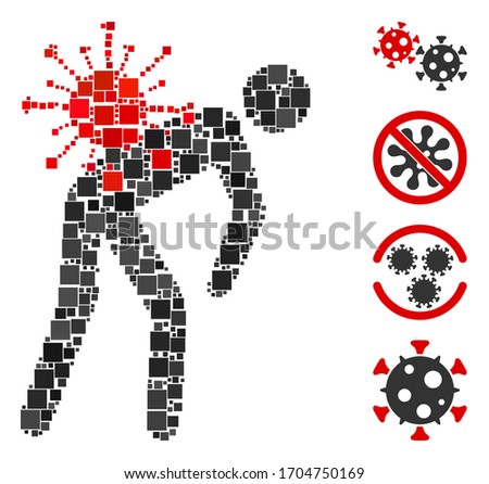 Collage Virus carrier icon united from square elements in various sizes and color hues. Vector square elements are united into abstract collage virus carrier icon. Bonus pictograms is placed.