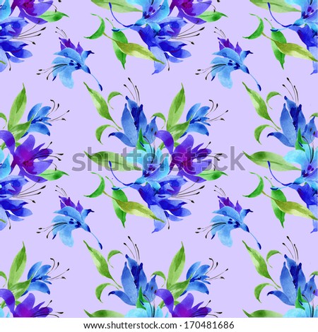 seamless pattern of blue flowers-3
