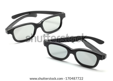 3D glasses for children and adults isolated on white background