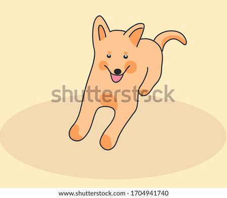 funny dogs puppies rejoices jumping and playing, color background