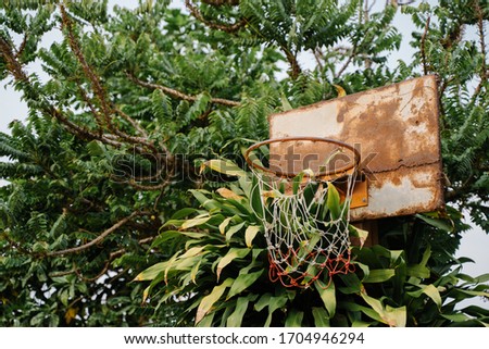 Old basketball hoop. An old basketball hoop