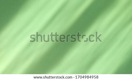 Diagonal shadows on pastel green paper. Abstract backgorund. Stock photo.