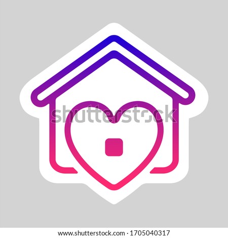 stay home vector illustration label. Heart with home shape designed as a logo or icon. this icons prepared for coronovirus (covid-19) Remarkable icons shows messages ''stay home'' or ''stay safe''