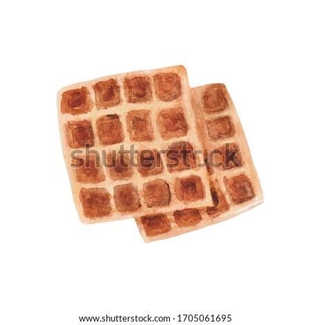 Watercolor waffles, isolated on white