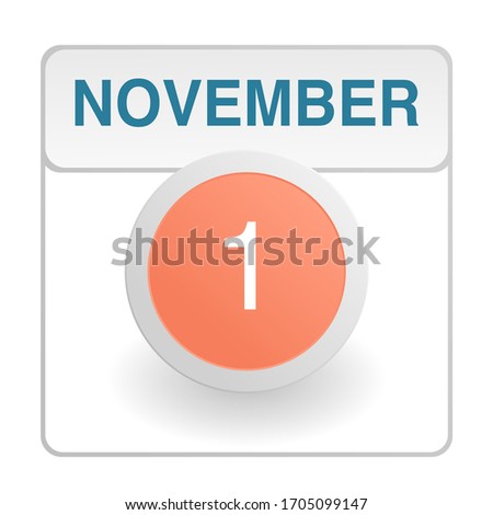 Design calendar icon in trendy style. Daily sign of the calender for web site design, logo, app, UI/UX. Vector illustration symbol of a calendar. Autumn Fall November 1