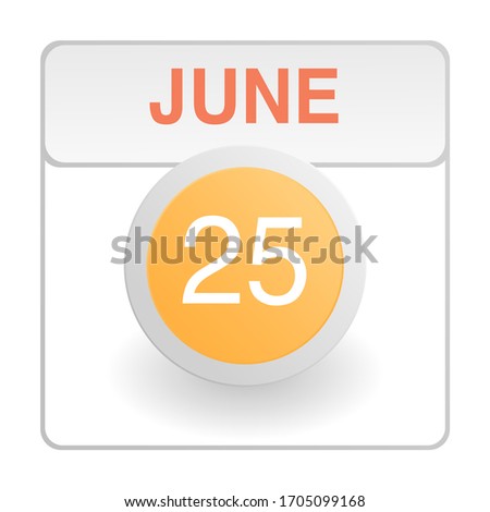 Design calendar icon in trendy style. Daily sign of the calender for web site design, logo, app, UI/UX. Vector illustration symbol of a calendar. Summer June 25
