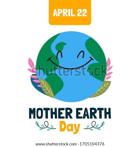 Happy mother earth day card. Earth planet cartoon - Vector illustration