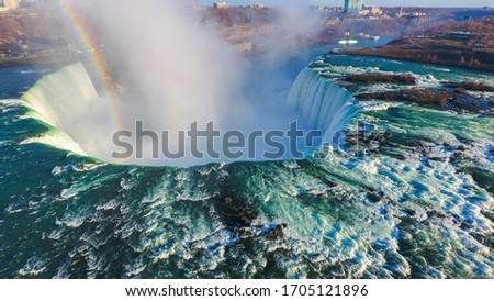 Aerial view of the Canadian Horseshoe Falls in Niagara Falls, Ontario.