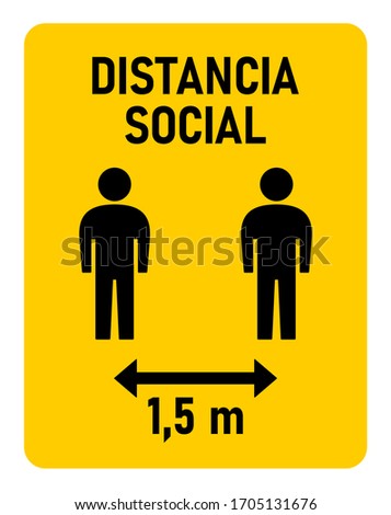 Distancia Social ("Social Distance" in Spanish) 1,5 Meters Instruction Icon against the Spread of the Novel Coronavirus Covid-19. Vector Image. Royalty-Free Stock Photo #1705131676