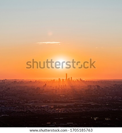 Beijing china city skyline sunrise