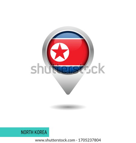 North Korea flag map pin vector design template