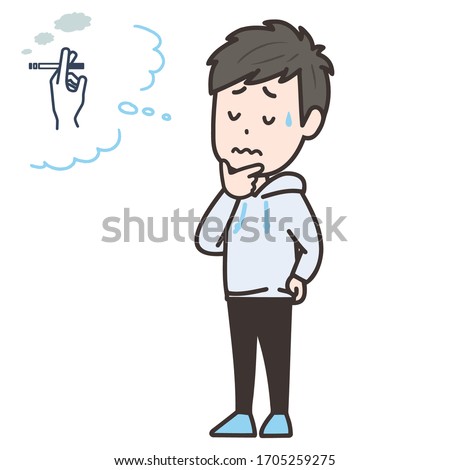 It is an illustration of a man who wants to smoke. Vector image.