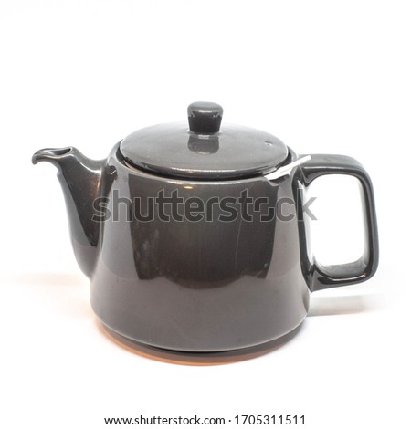 Modern Black Teapod on White Background