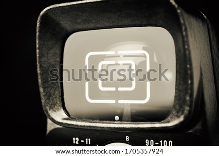 Viewfinder window on an old retro movie camera
