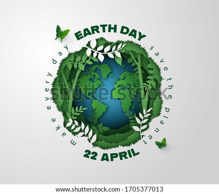 World environment and earth day concept, paper cut 3d . Royalty-Free Stock Photo #1705377013