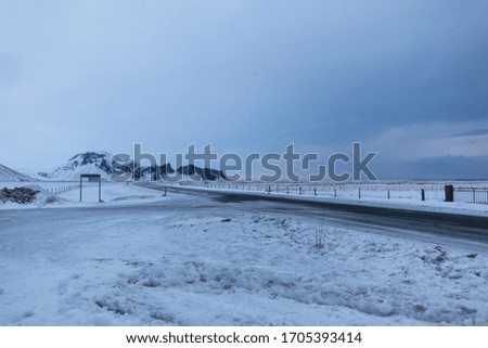 A view along a winter road trip in Southern Iceland
