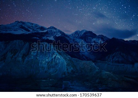 stars over Himalaya mountains