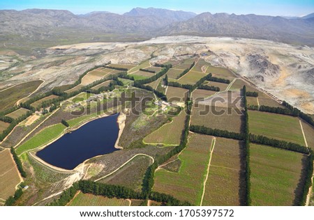Aerial photo of dam and farming fields near Grabouw 