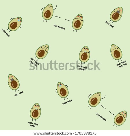 Cute avocado recommendations set, illustration