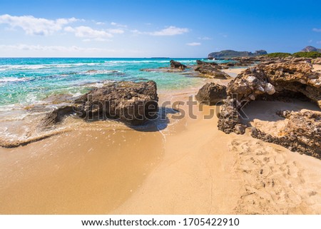 Beautiful Falassarna beach on Crete, Greece Royalty-Free Stock Photo #1705422910