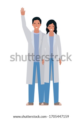 Man and woman doctor with uniforms design of Medical care health emergency aid exam clinic and patient theme Vector illustration