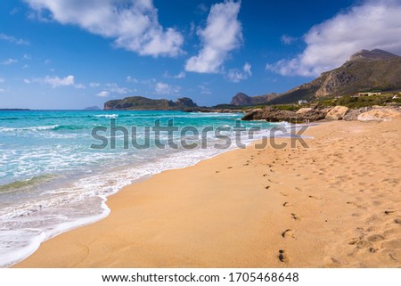 Beautiful Falassarna beach on Crete, Greece Royalty-Free Stock Photo #1705468648