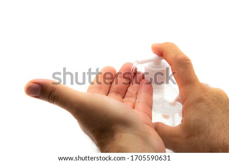 Hydroalcoholic gel with hands for deep medical cleaning Royalty-Free Stock Photo #1705590631