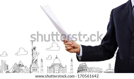 Close up of businessman with papers in hands