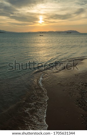 waves Beautiful dawn sunrise at sea. Seascape& sea sunset