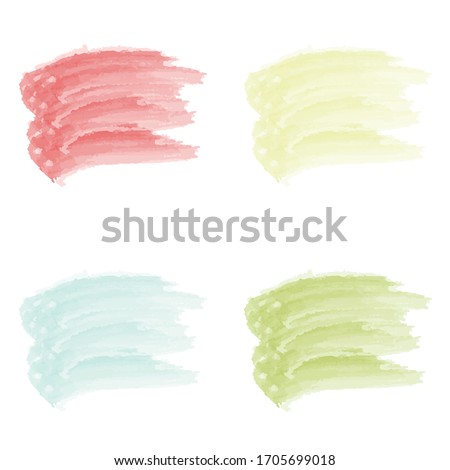 4 stroke of watercolor paint brush isolated on white