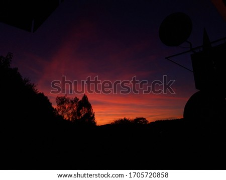 orange sunset in the evening 