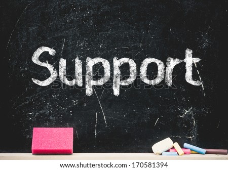 Support, words on the blackboard.