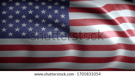 National flag of USA waving on the wind