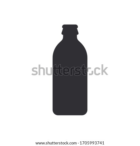Bottle of milk. Bottle silhouette. Vector icon. Vector bottle. Stencil of beer bottle. Flask silhouette. Jar icon. Glass container. Logo template. Flask template. 