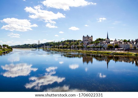 Saumur castle veiw from the loire river Royalty-Free Stock Photo #1706022331