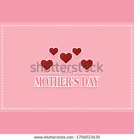 Happy mothers day card. Red hearts and text - Vector illustration