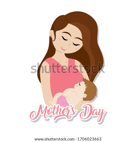 Isolated woman with a baby. Mothers day - Vector