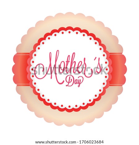 Happy mothers day card. Lettering in a label - Vector illustration