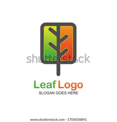 Leaf nature logo, square leaf logo vector