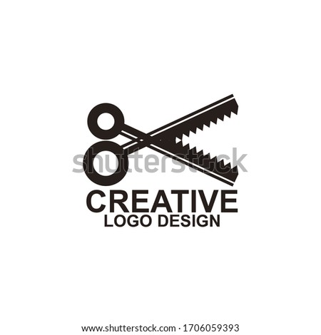 creative scissor vector. A hair cut logo 