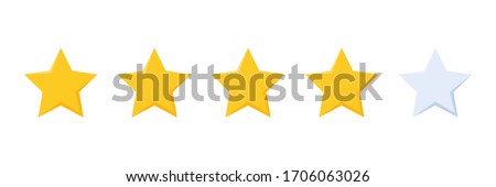 four stars rating button for experience reviews on application or website ,stars rating icon vector