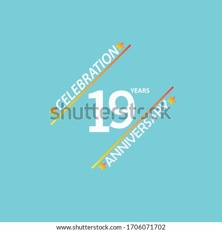 19 year anniversary celebration, vector design for celebrations, invitation cards and greeting cards