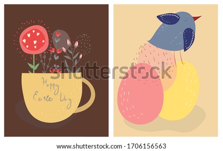  easter card with eggs and flowers