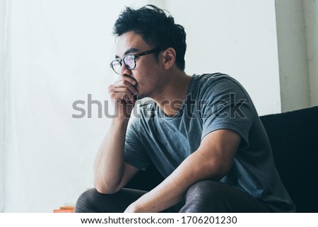 sad serious man.depressed emotion panic attacks alone young people fear stressful.crying begging help.stop abusing domestic violence,person with health anxiety, bad frustrated exhausted feeling down Royalty-Free Stock Photo #1706201230