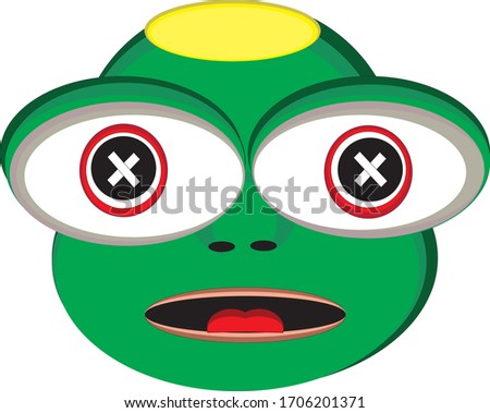 dizzy frog logo. inspirated by frog funny face. very suitable for any industries. use as logo, emblem, sticker, or other 