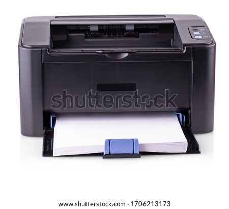 The modern compact laser home printer isolated on white background