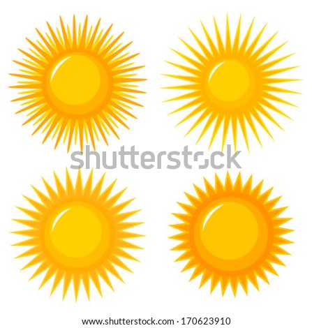 Suns elements or icons collection. Vector illustration