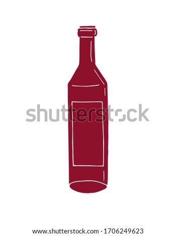Vector hand drawn doodle sketch red wine bottle isolated on white background
