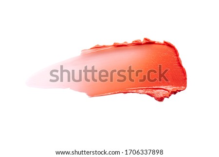 Tint or blusher, lip balm pink red smudge isolated on white texture Royalty-Free Stock Photo #1706337898
